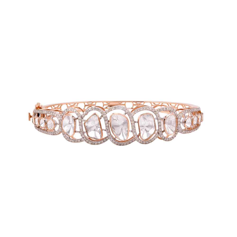 Rose Gold Polki Bracelet with full cut diamonds